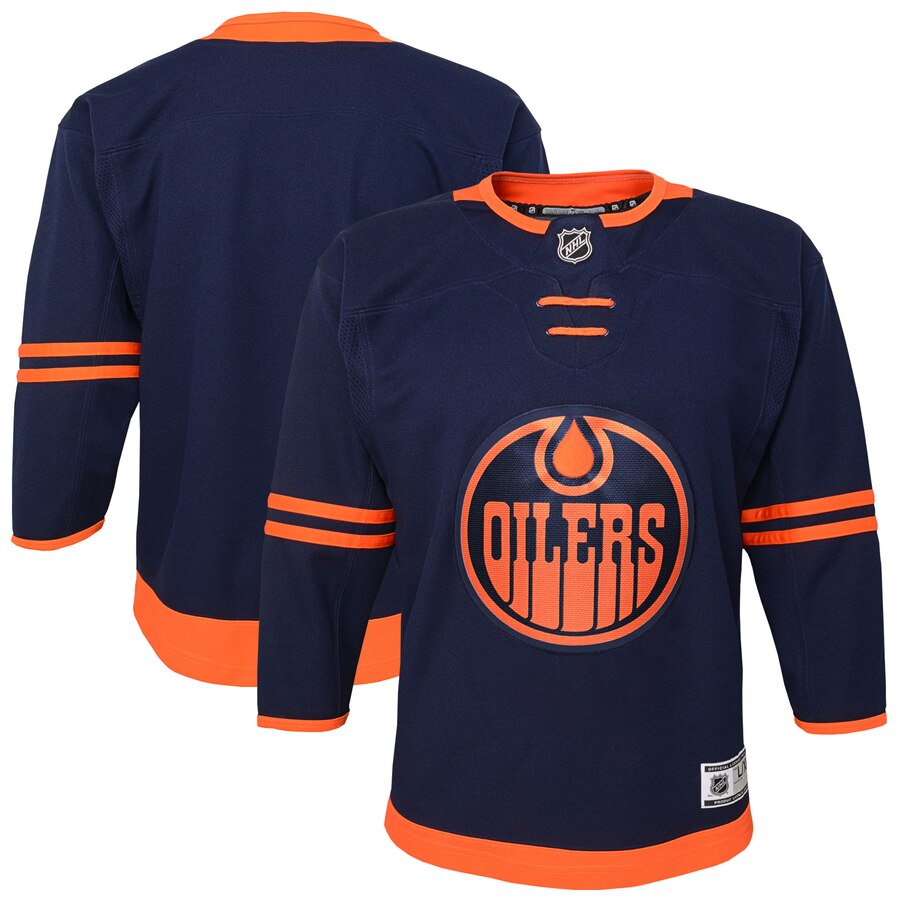 Custom Edmonton Oilers Youth Alternate Premier Navy NHL Jersey->youth nhl jersey->Youth Jersey